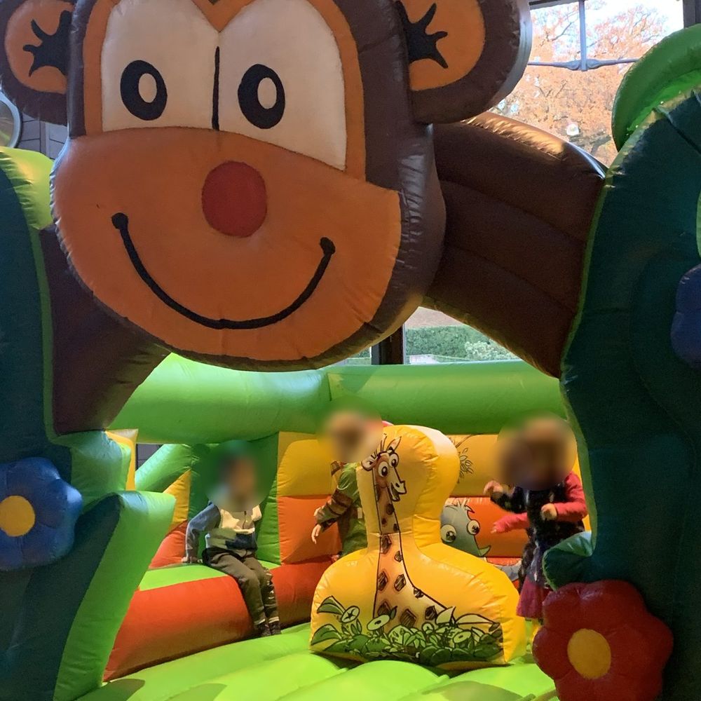 Château gonflable Monkey Jungle monté en salle – location Animakids Luxembourg