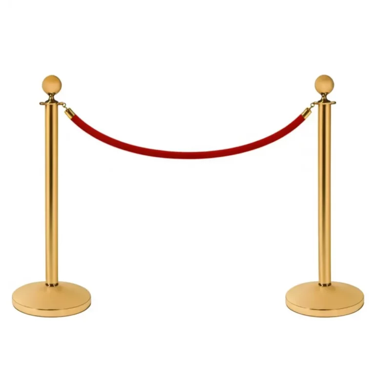 Location de potelets chrome or avec cordon rouge - location Luxembourg - Animakids