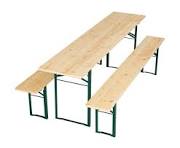 Table brasserie 200 cm + 2 bancs - location Luxembourg - Animakids